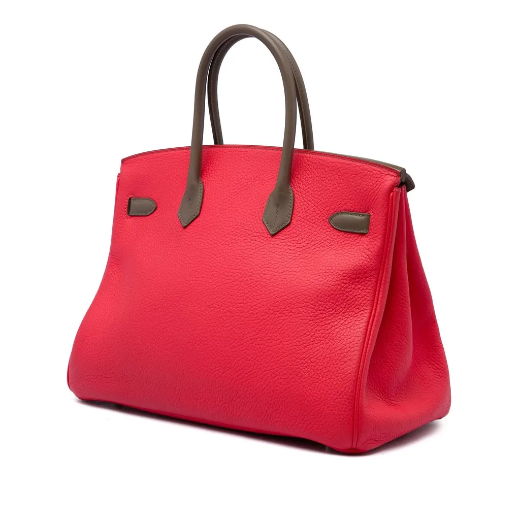 Hermès Tricolor Clemence and Swift Birkin Cascade Retourne 35 Pink Leather Very good - Back View