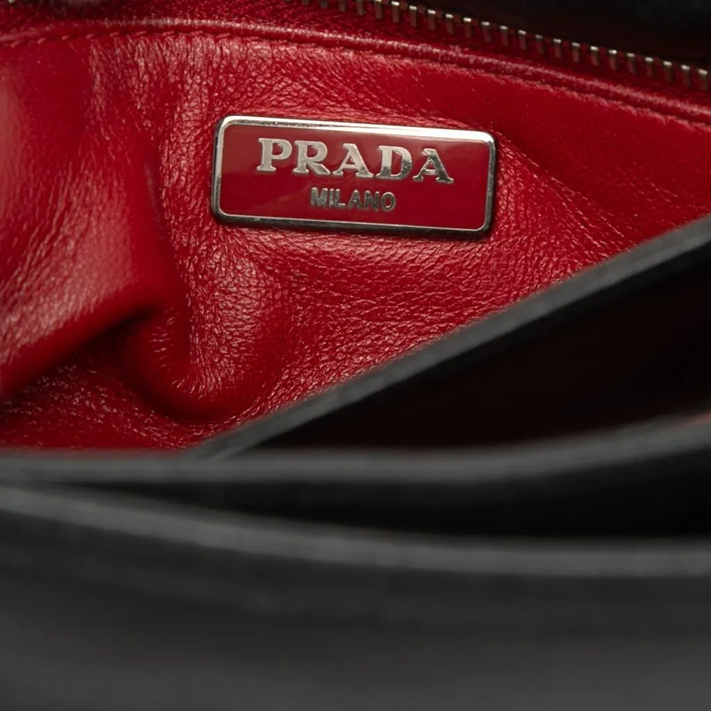 Prada Nappa Gaufre Shoulder Bag Black Leather Very good - Box View