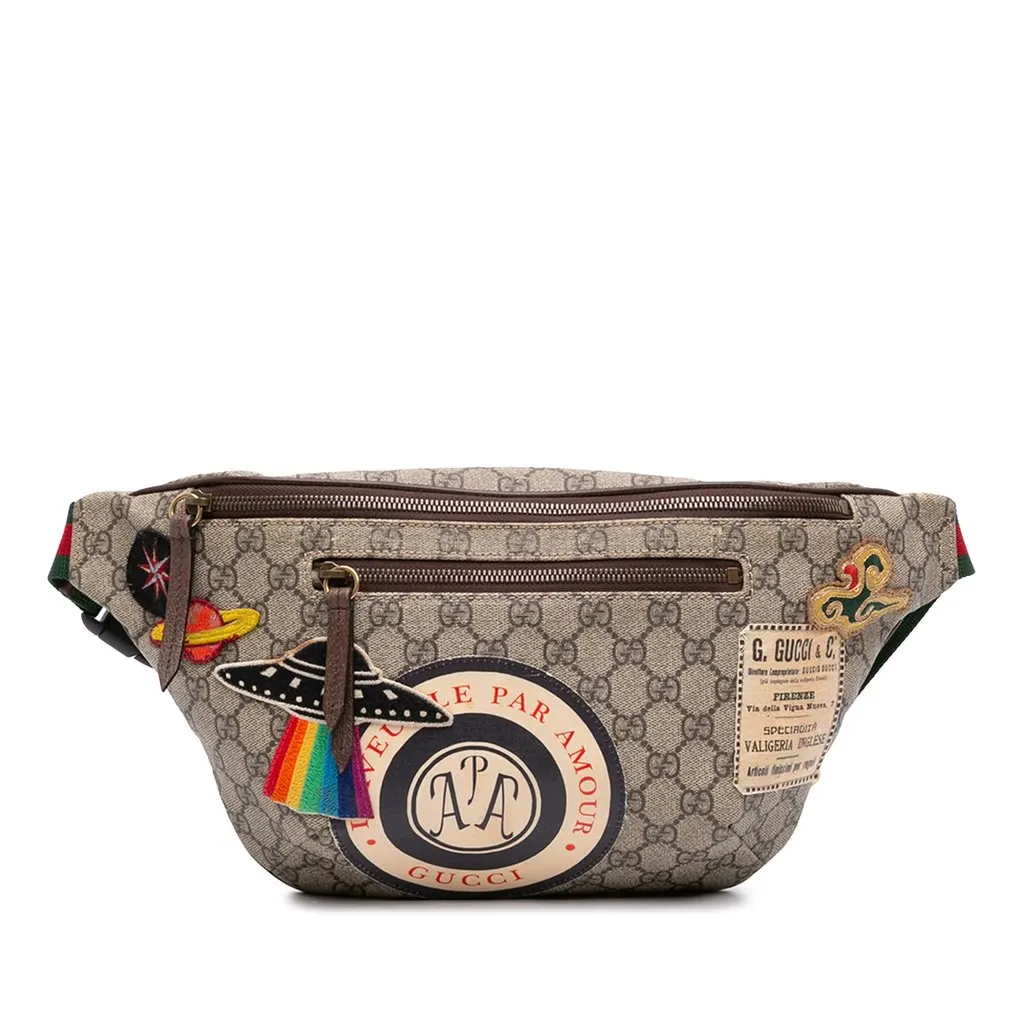 Gucci GG Supreme Courrier Web Belt Bag Beige Very good - Front View
