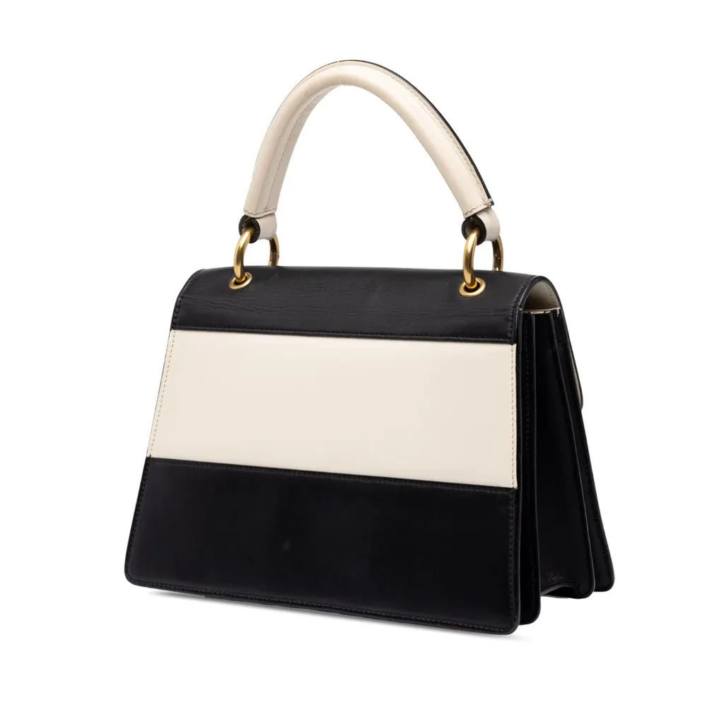Gucci Small Bicolor Calfskin Queen Margaret Top Handle Bag Black Leather Good - Back View