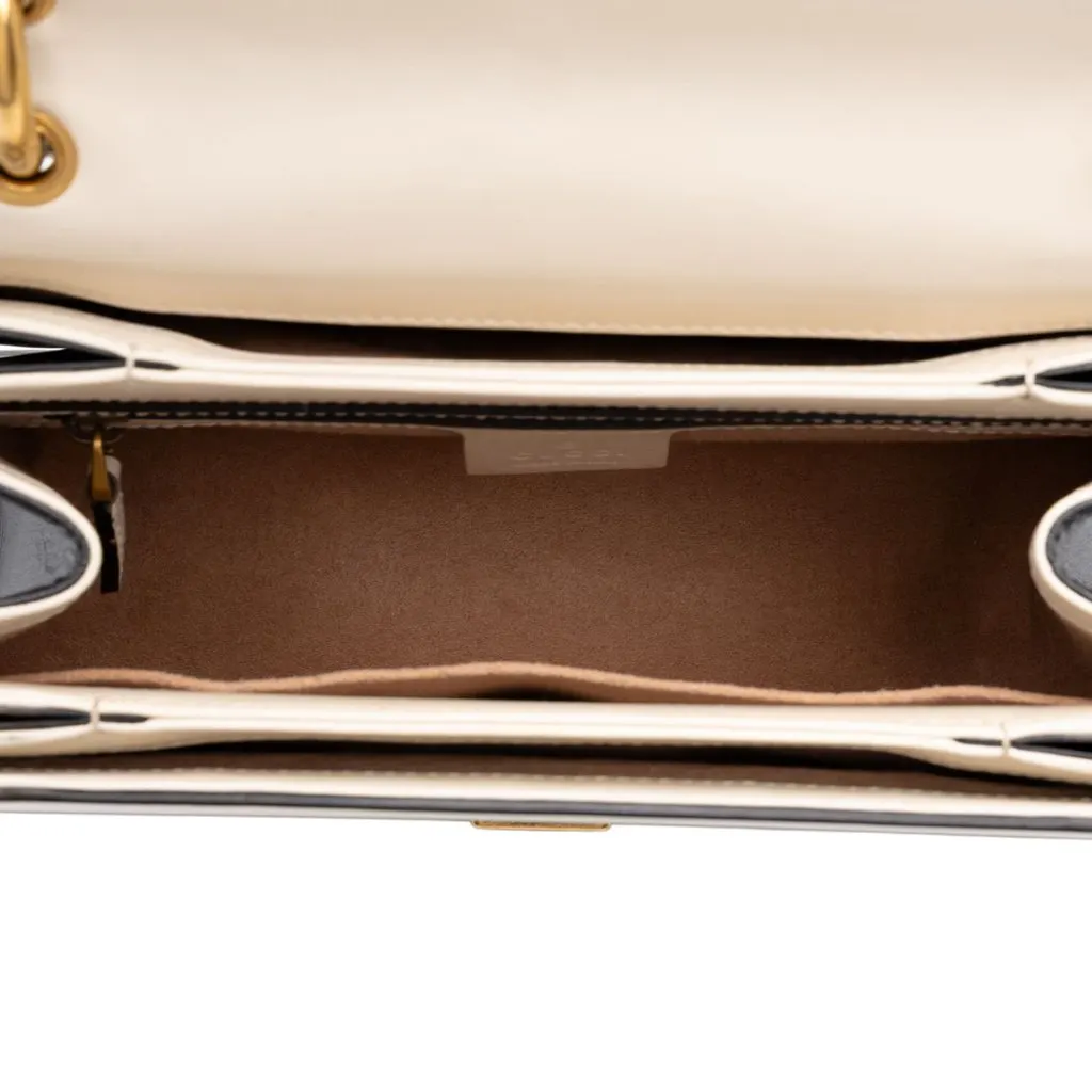 Gucci Small Bicolor Calfskin Queen Margaret Top Handle Bag Black Leather Good - Model View