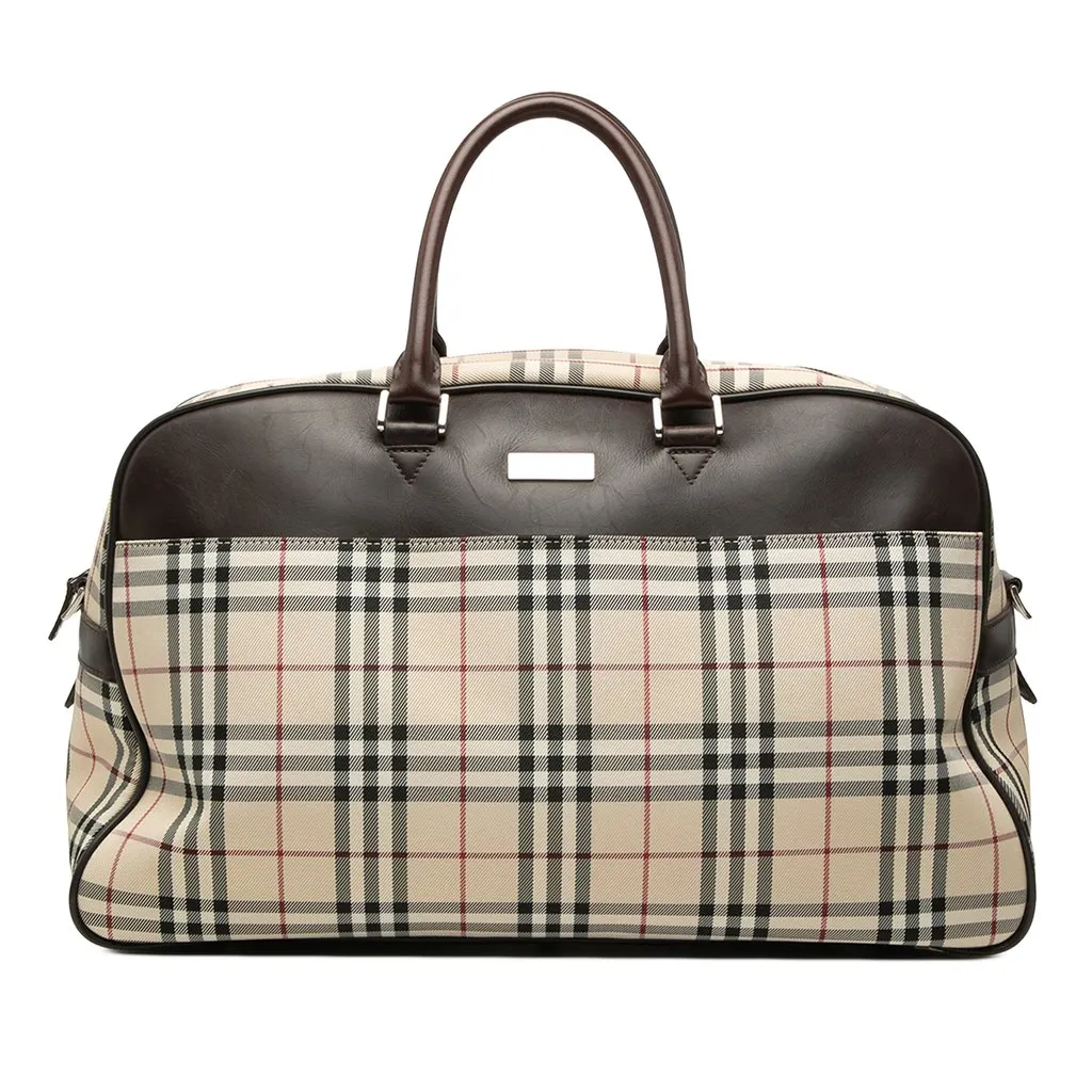 Burberry House Check Canvas Travel Bag Beige Good - Front View