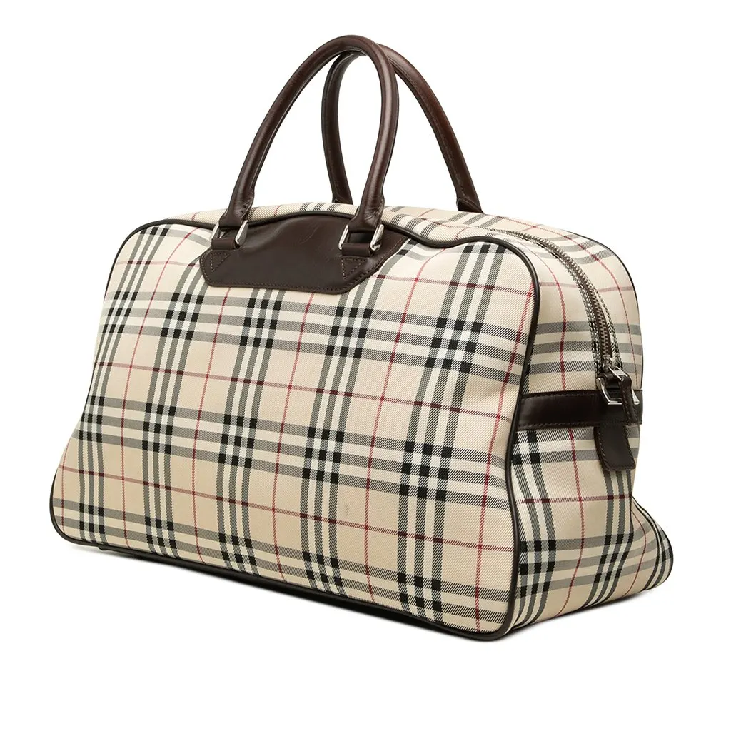 Burberry House Check Canvas Travel Bag Beige Good - Back View