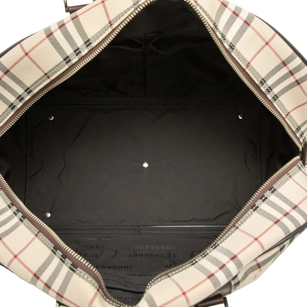 Burberry House Check Canvas Travel Bag Beige Good - Model View