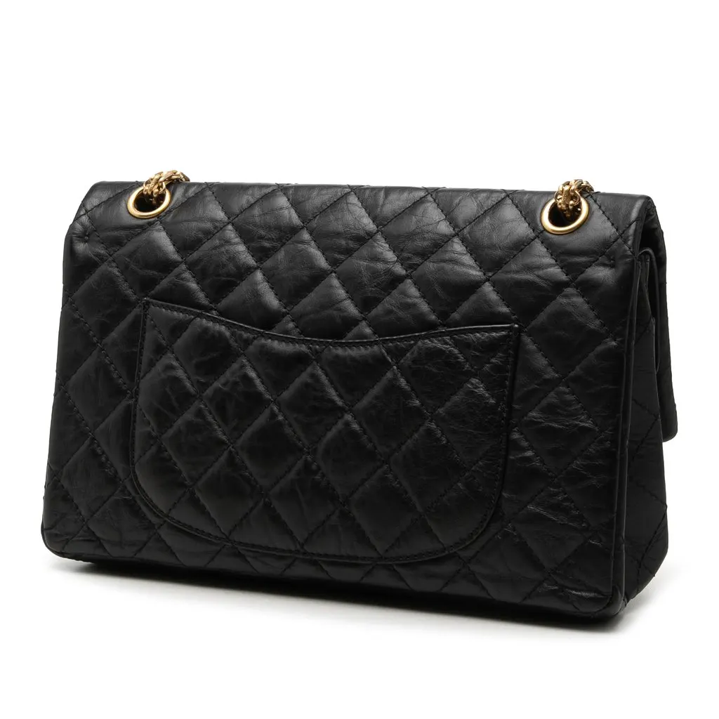 Chanel Quilted Aged Calfskin Reissue 2.55 Double Flap 226 Black Leather Very good - Back View
