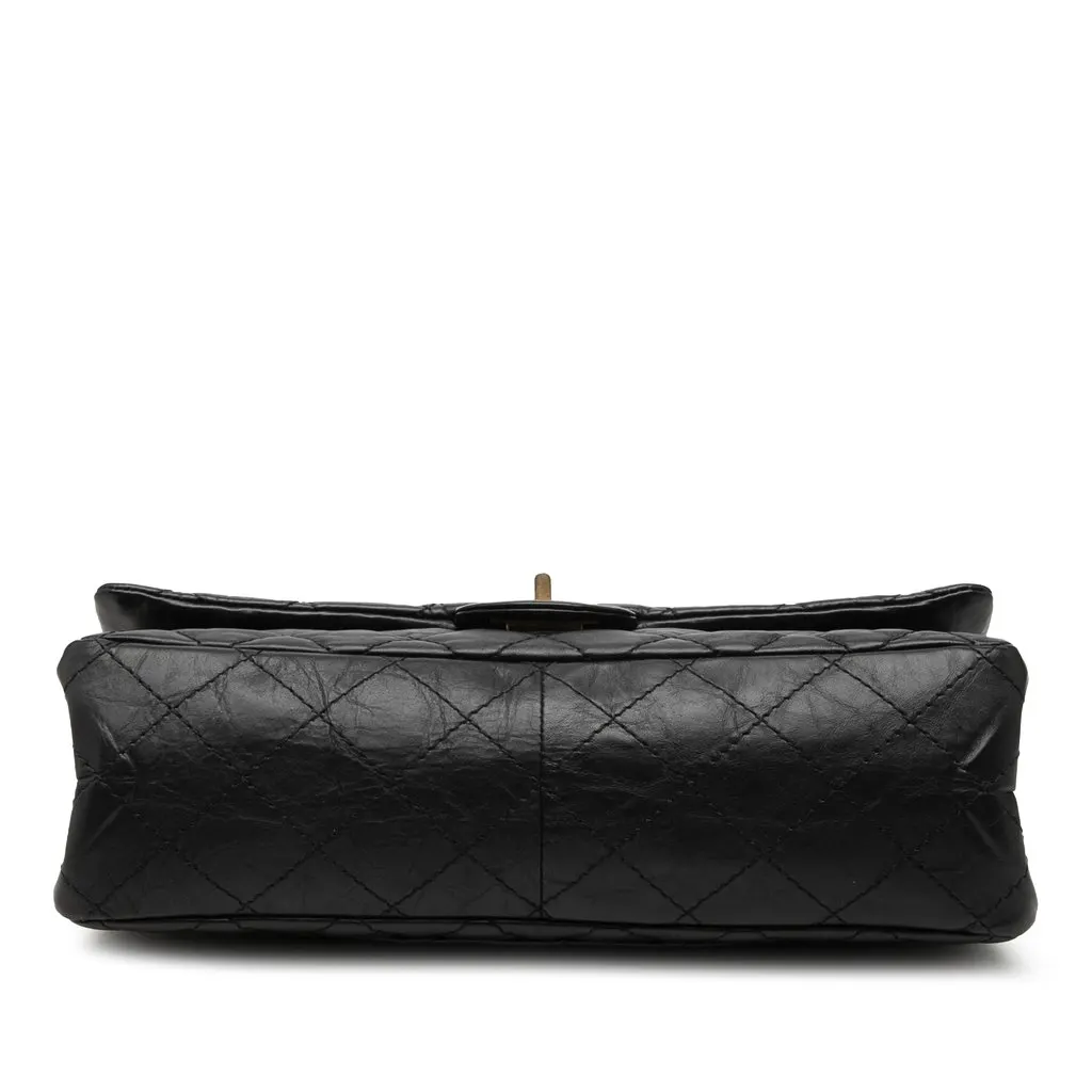 Chanel Quilted Aged Calfskin Reissue 2.55 Double Flap 226 Black Leather Very good - Inside View