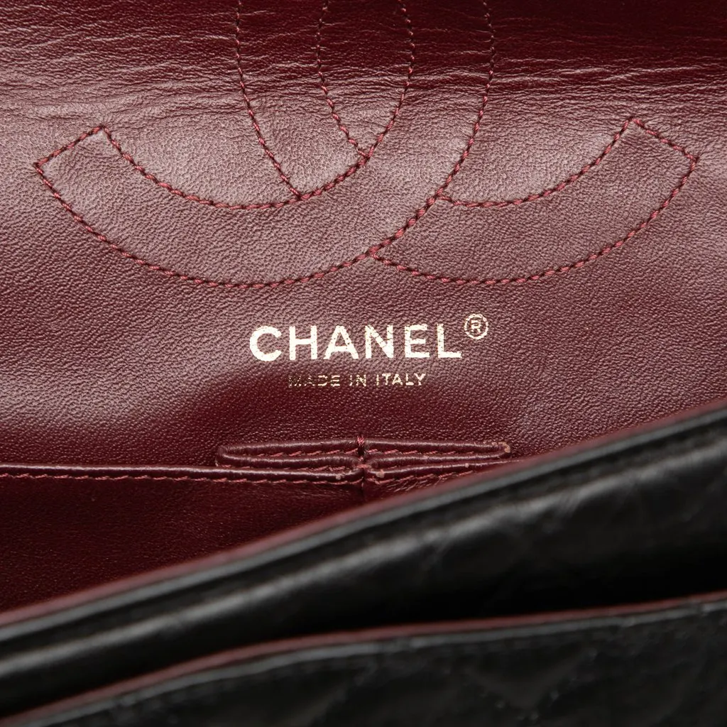 Chanel Quilted Aged Calfskin Reissue 2.55 Double Flap 226 Black Leather Very good - Box View