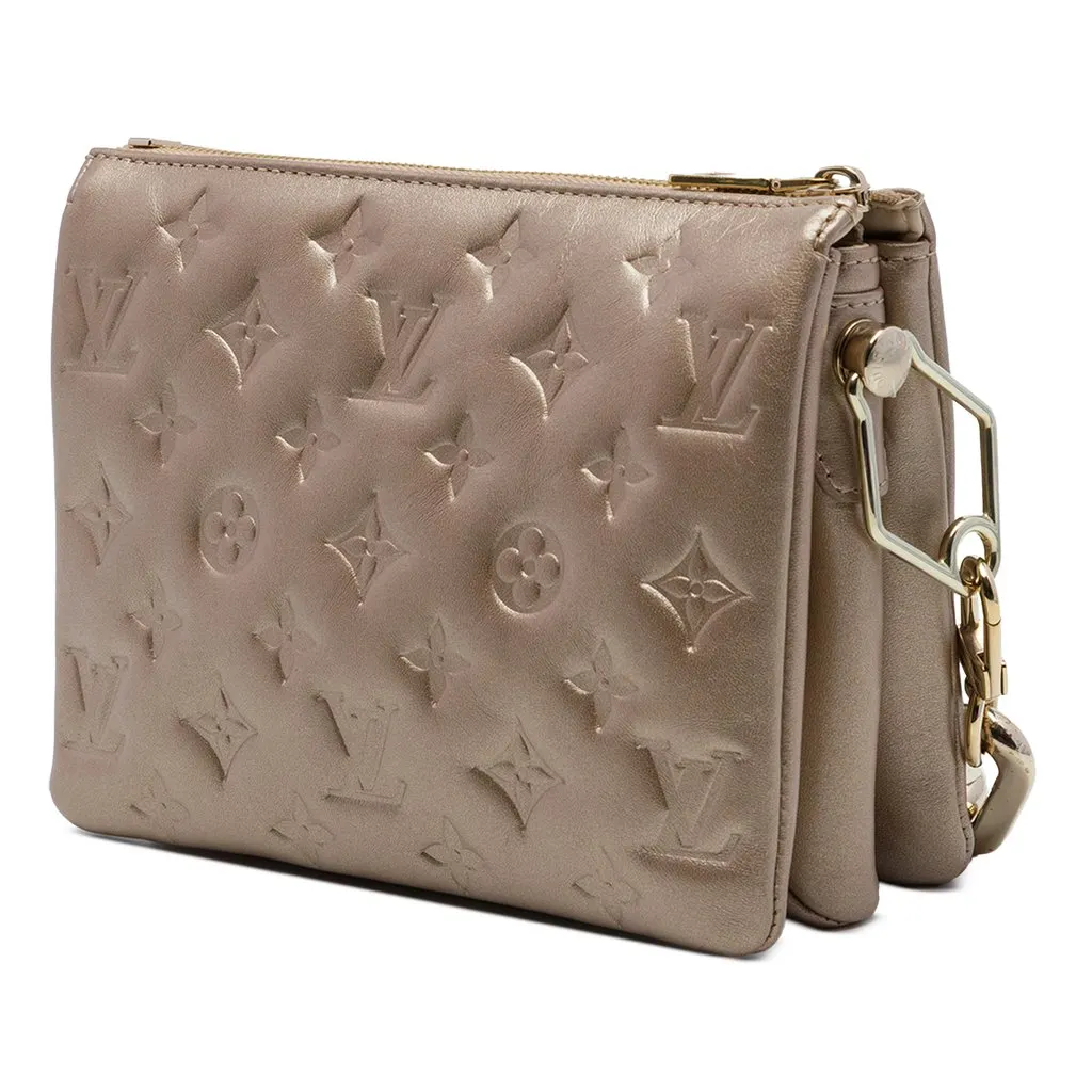 Louis Vuitton Monogram Embossed Puffy Lambskin Coussin BB Gold Leather Very good - Back View