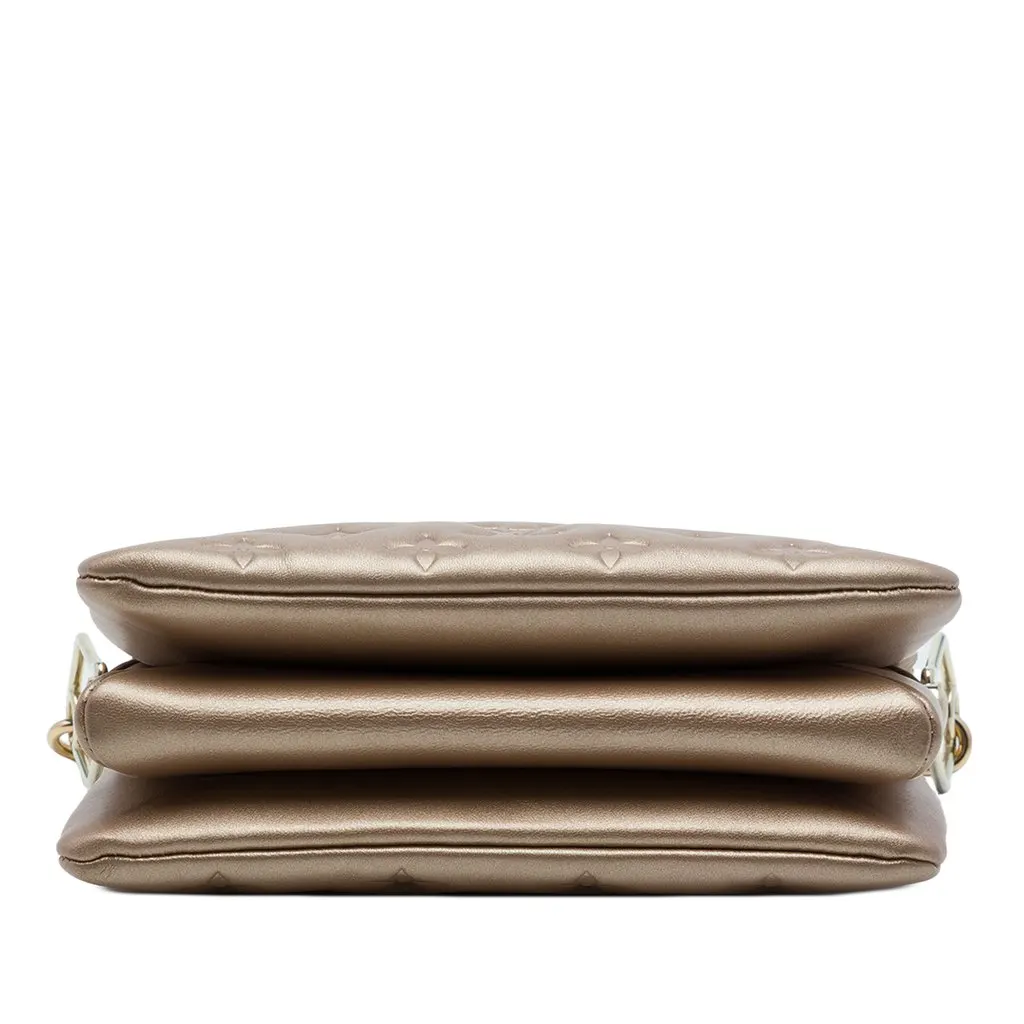 Louis Vuitton Monogram Embossed Puffy Lambskin Coussin BB Gold Leather Very good - Inside View