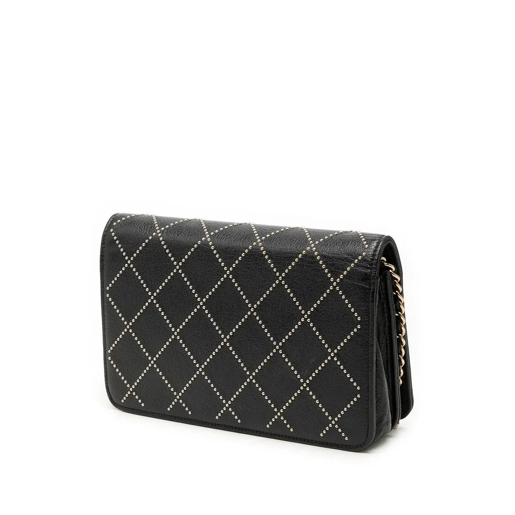 Chanel CC Studded Lambskin Crystal Wallet On Chain Black Leather Very good - Back View
