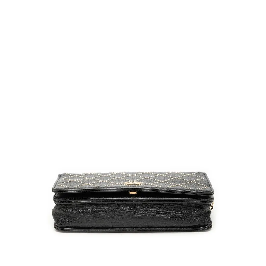 Chanel CC Studded Lambskin Crystal Wallet On Chain Black Leather Very good - Inside View