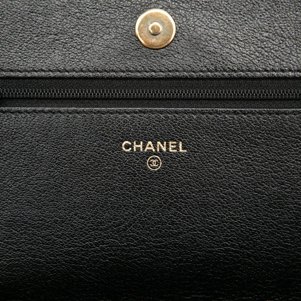 Chanel CC Studded Lambskin Crystal Wallet On Chain Black Leather Very good - Box View