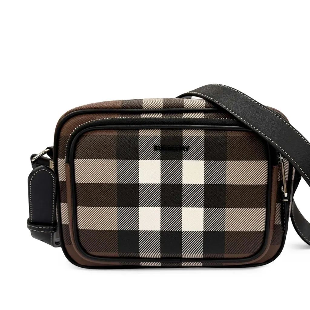 Burberry Giant Check E-Canvas Paddy Crossbody Brown Very good - Front View