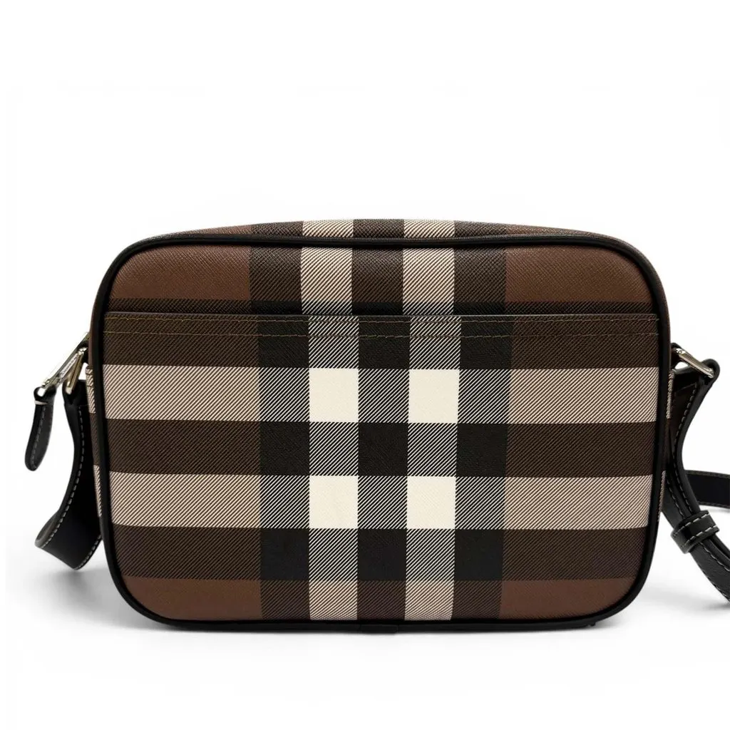 Burberry Giant Check E-Canvas Paddy Crossbody Brown Very good - Back View