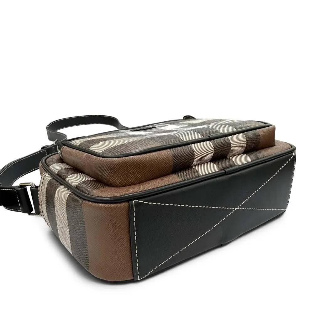 Burberry Giant Check E-Canvas Paddy Crossbody Brown Very good - Model View
