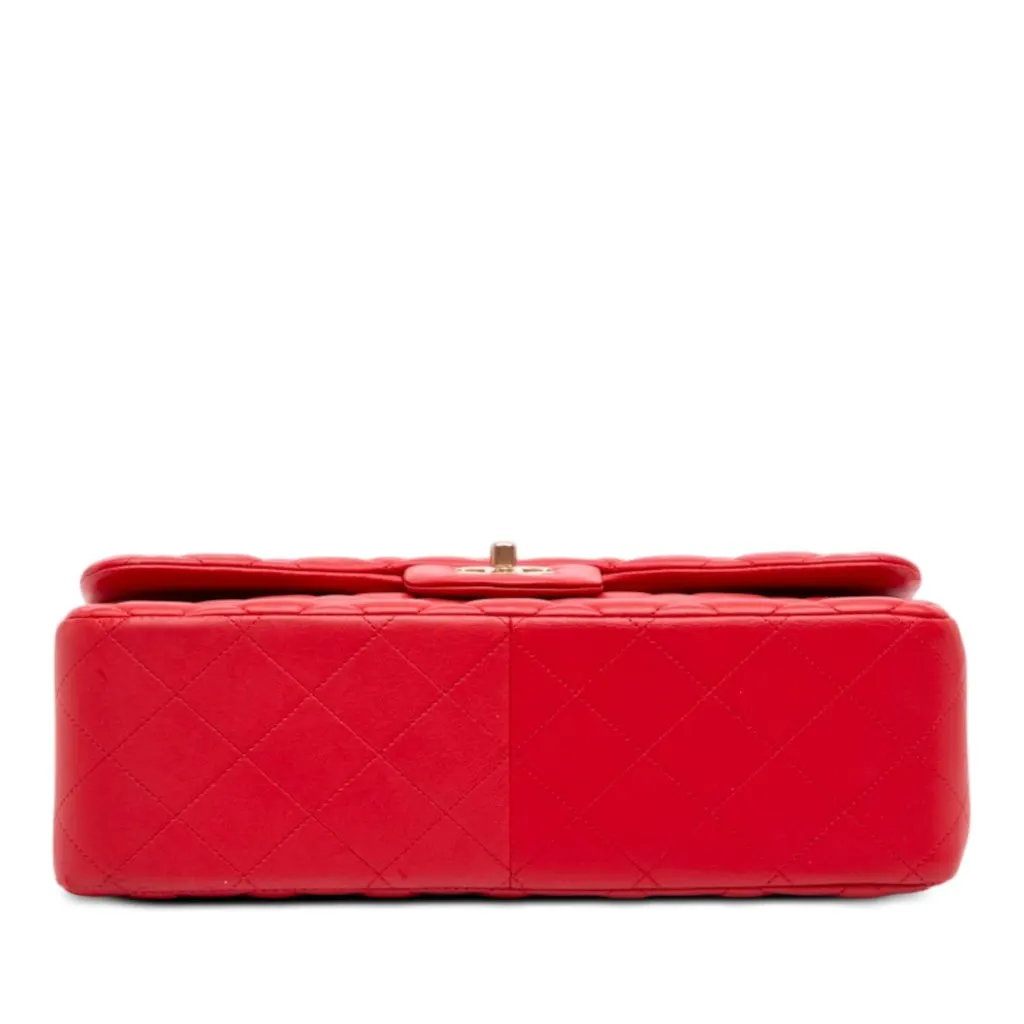 Chanel Jumbo Classic Lambskin Double Flap Red Leather Good - Inside View