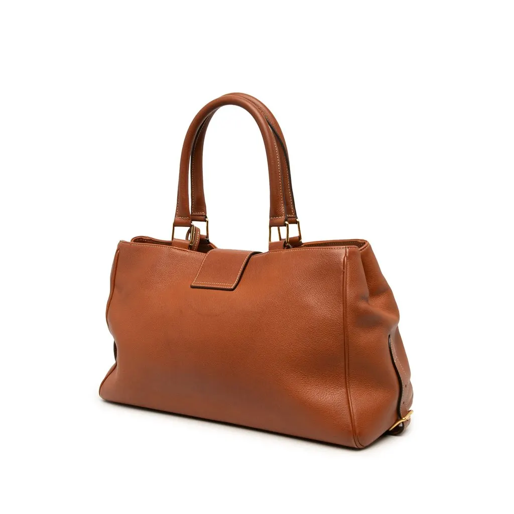 Celine Medium Supple Calfskin Appoline Satchel Brown Leather Very good - Back View