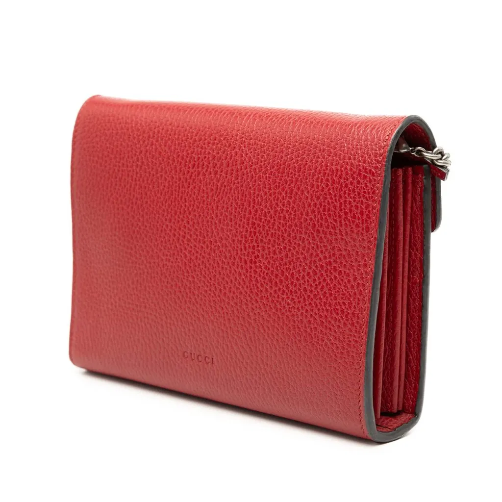 Gucci Calfskin Dionysus Wallet on Chain Red Leather Very good - Back View