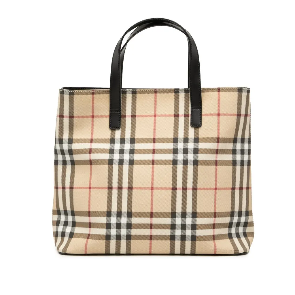 Burberry House Check Coated Canvas Tote Beige Very good - Front View