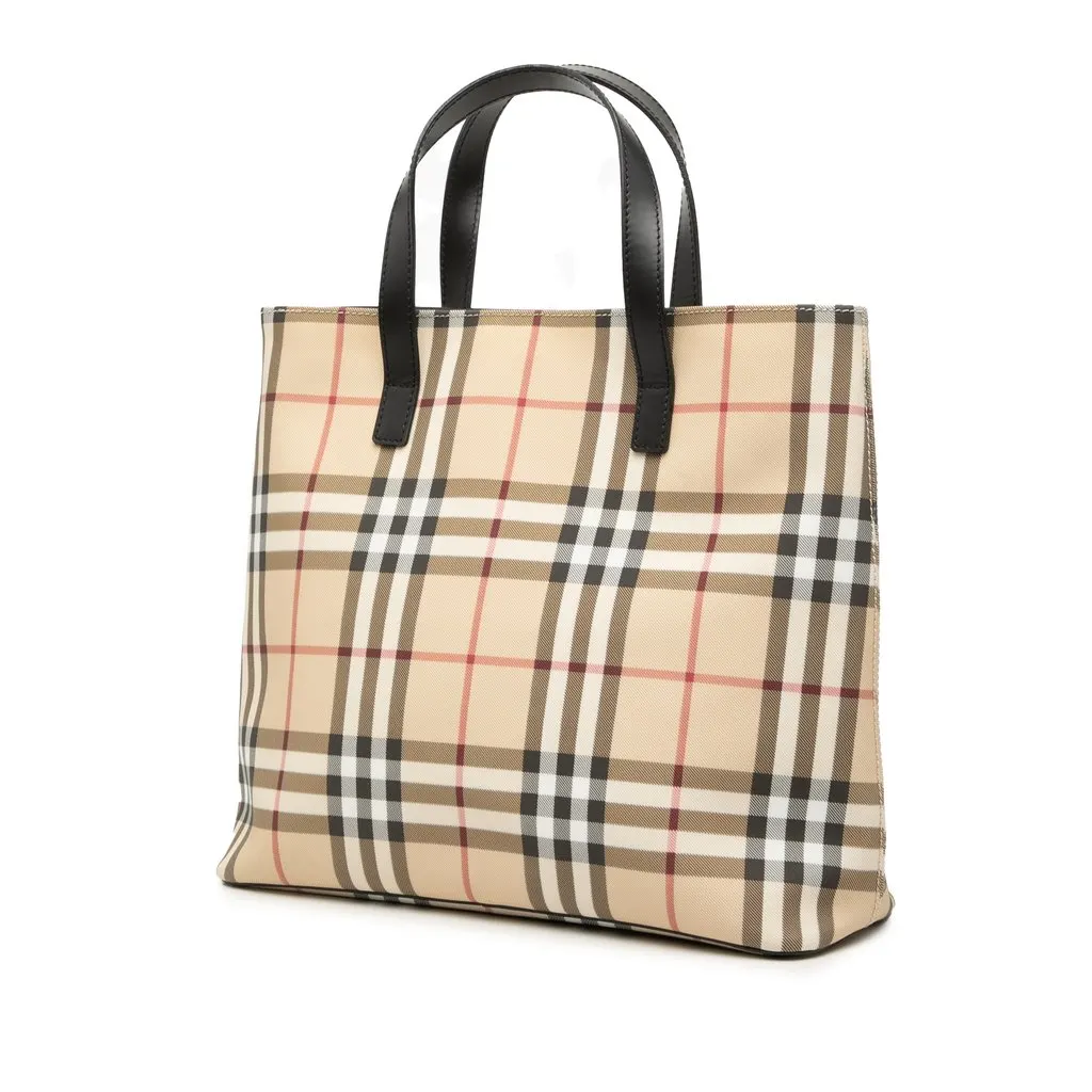 Burberry House Check Coated Canvas Tote Beige Very good - Back View
