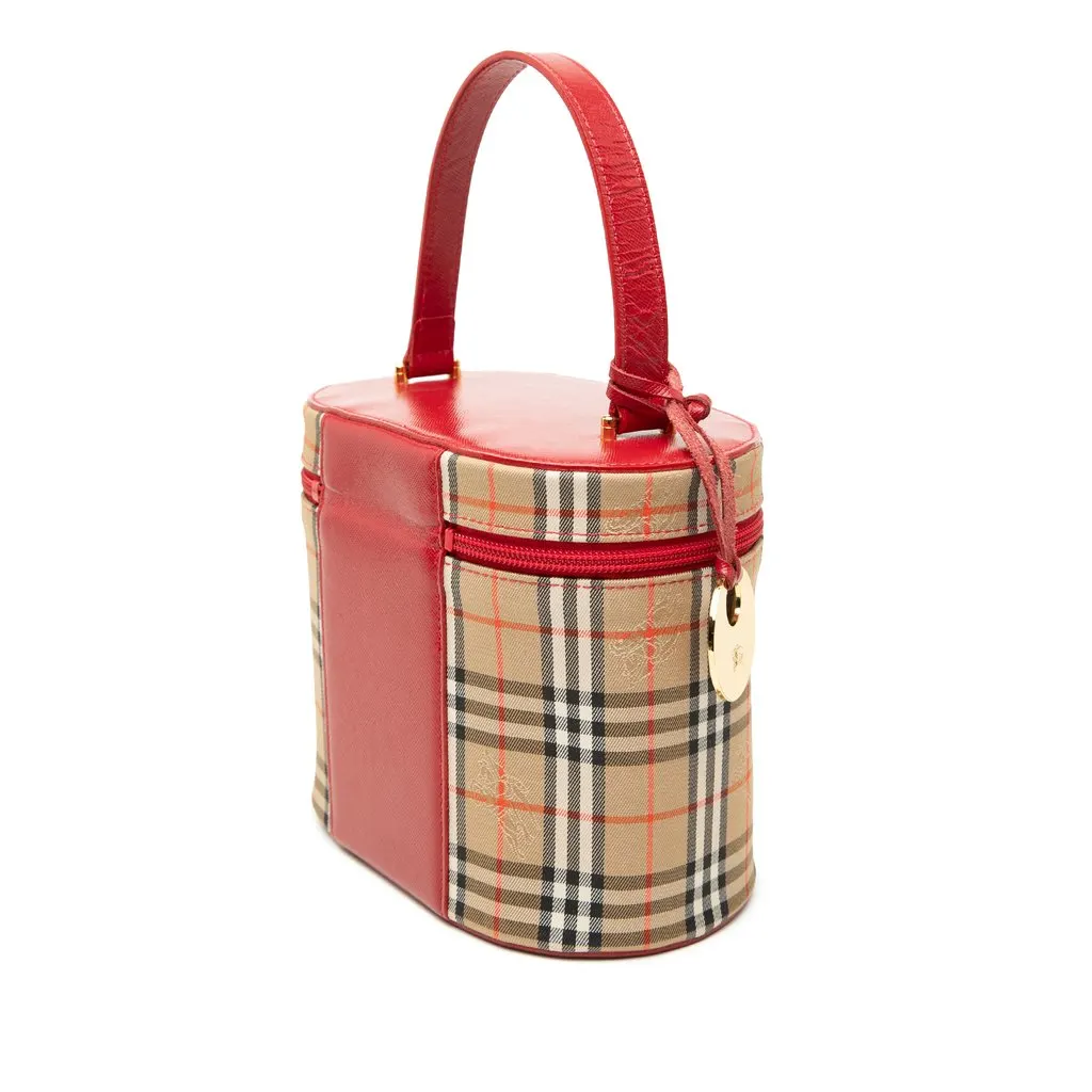 Burberry Haymarket Check Canvas Vanity Bag Beige Very good - Back View