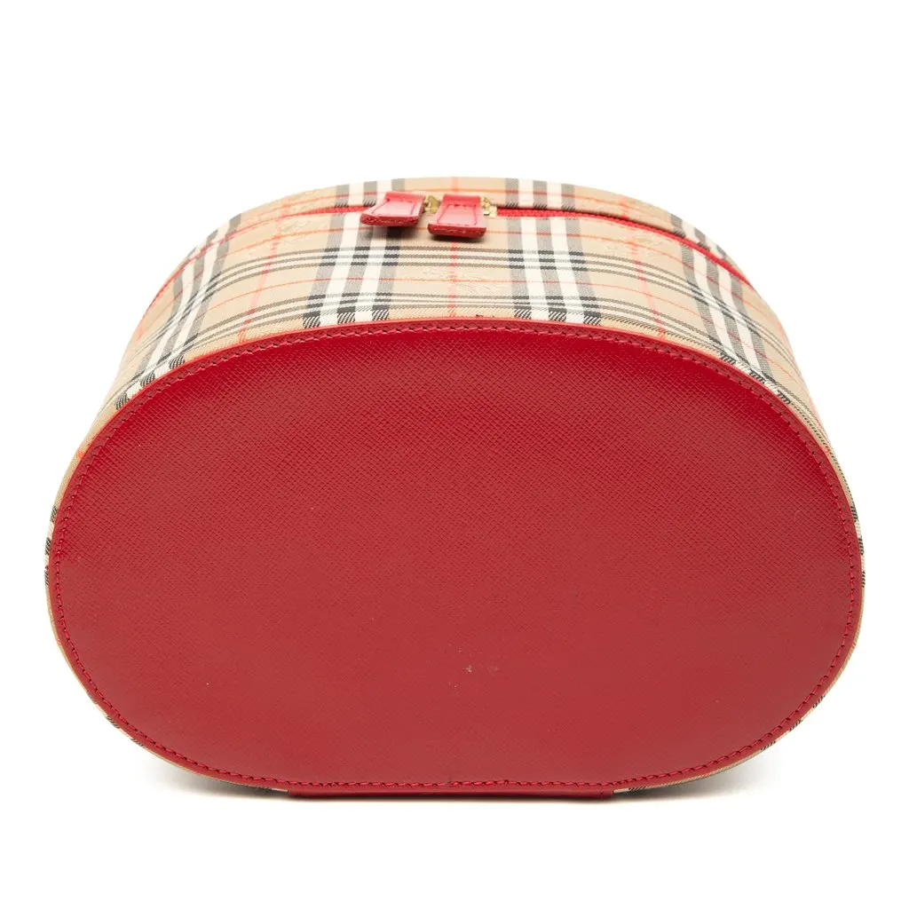 Burberry Haymarket Check Canvas Vanity Bag Beige Very good - Inside View