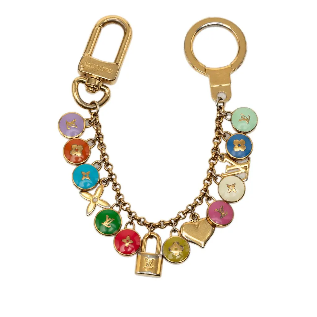 Louis Vuitton Gold Plated and Enamel Pastilles Key Chain and Bag Charm Gold Metal Very good - Back View