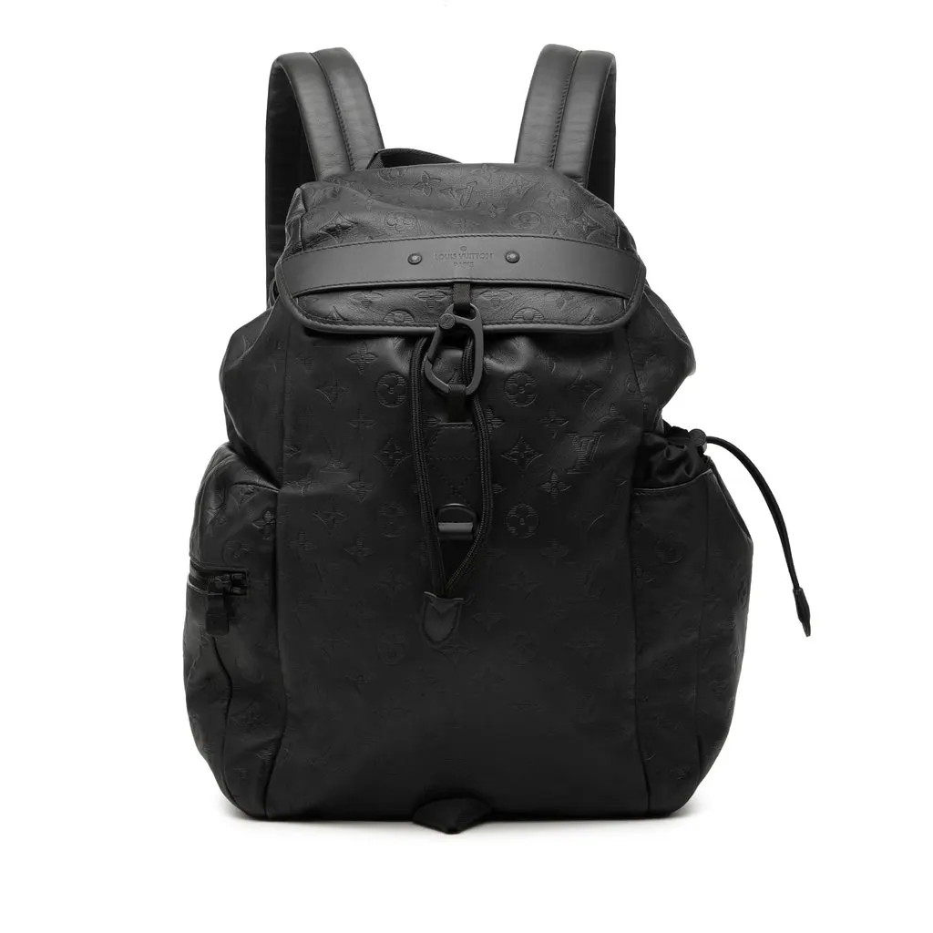 Louis Vuitton Monogram Shadow Discovery Backpack Black Leather Very good - Front View
