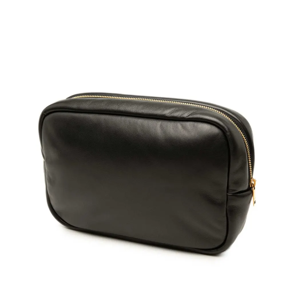 Saint Laurent Padded Lambskin Calypso Pouch Black Leather Very good - Back View