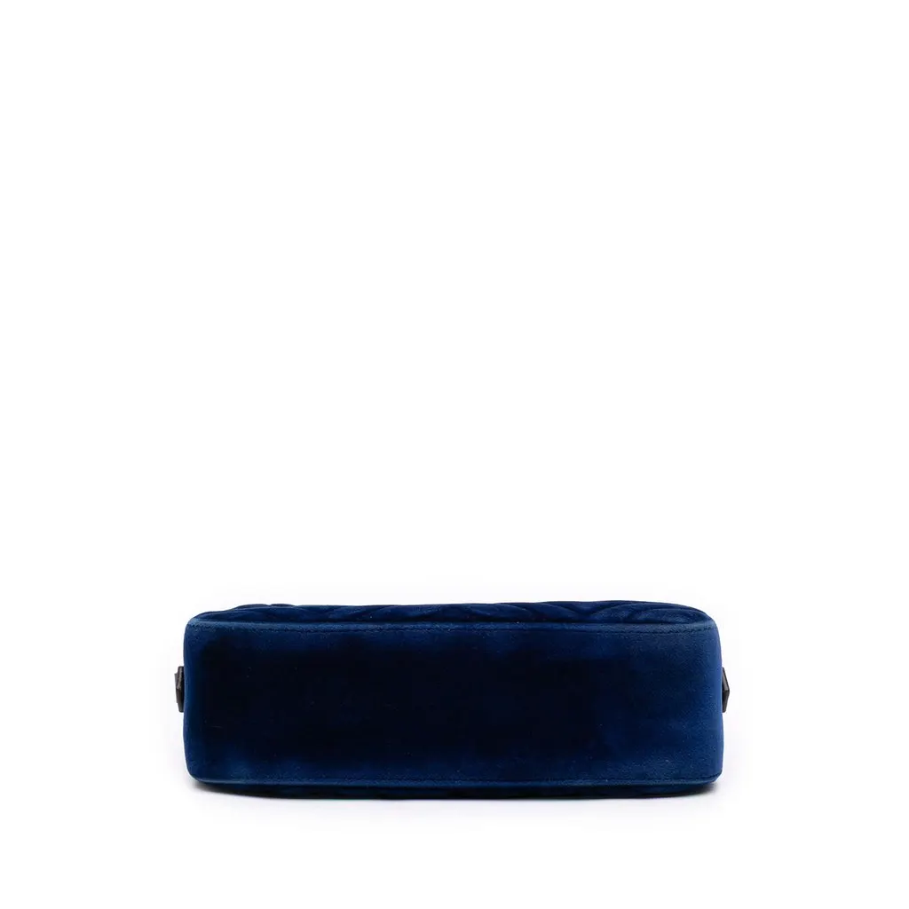 Gucci Small GG Marmont Matelasse Velvet Crossbody Blue Velvet Good - Inside View