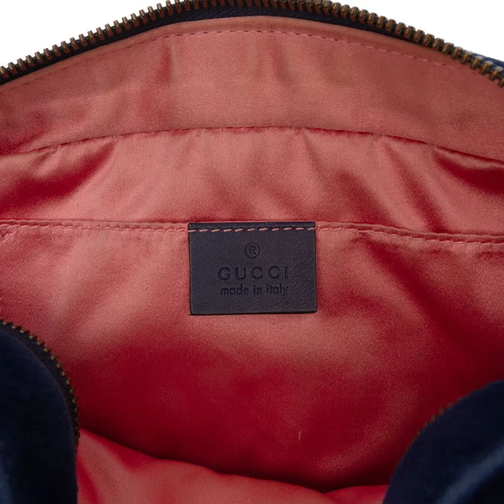Gucci Small GG Marmont Matelasse Velvet Crossbody Blue Velvet Good - Box View