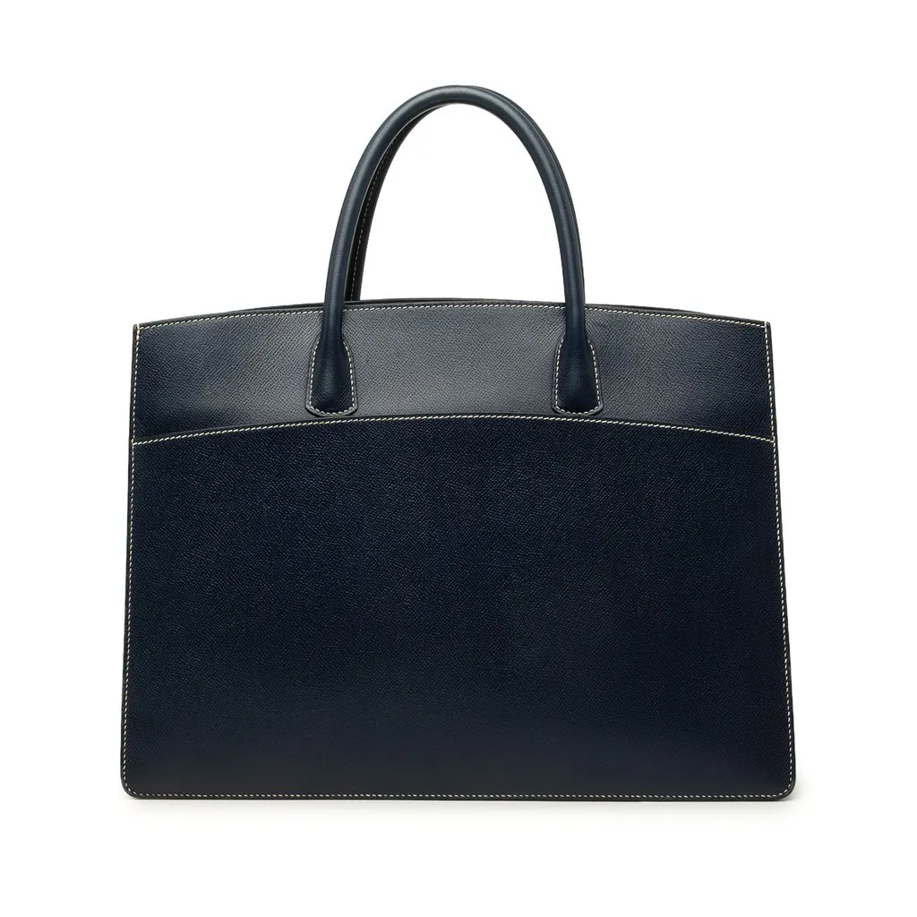Hermès Courchevel Whitebus GM Blue Leather Good - Front View