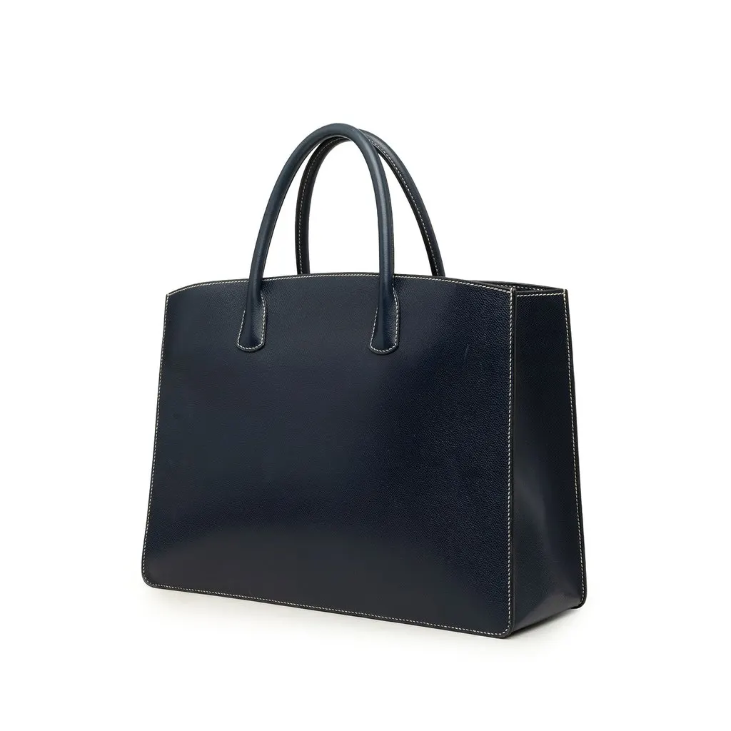 Hermès Courchevel Whitebus GM Blue Leather Good - Back View
