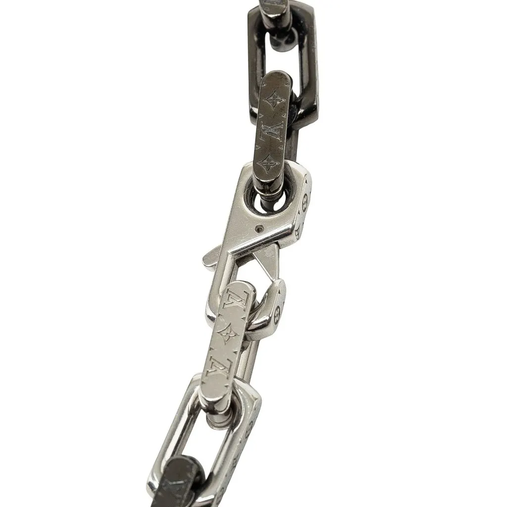 Louis Vuitton Stainless Steel Strass Monogram Chain Necklace Silver Stainless steel Very good - Inside View