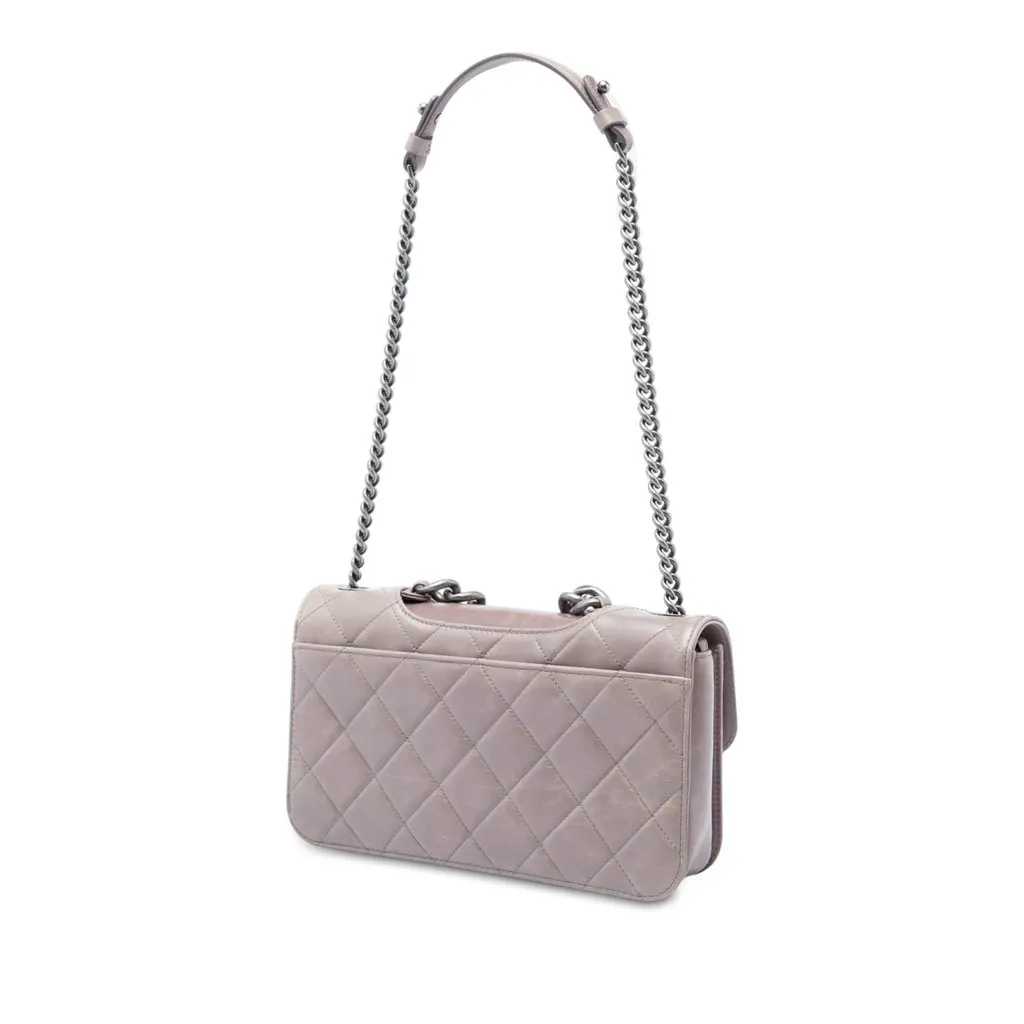 Chanel Medium Quilted Aged Calfskin Perfect Edge Flap Purple Leather Very good - Back View