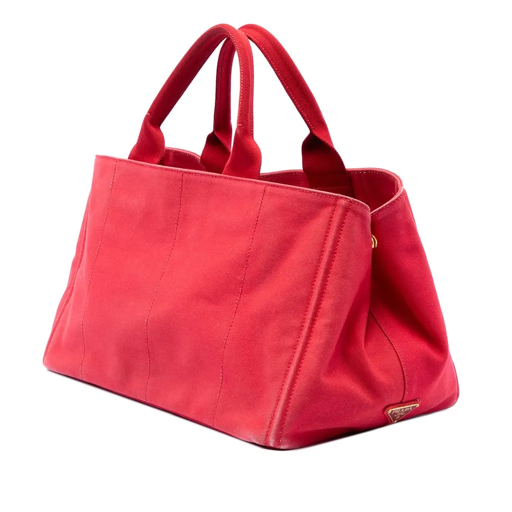 Prada Large Canvas Canapa Logo Tote Red Very good - Back View