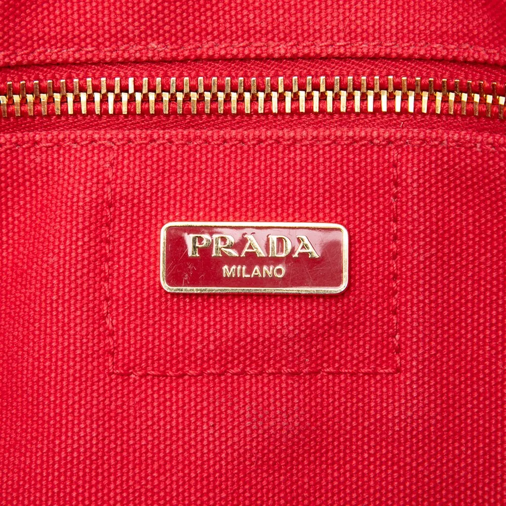 Prada Large Canvas Canapa Logo Tote Red Very good - Box View