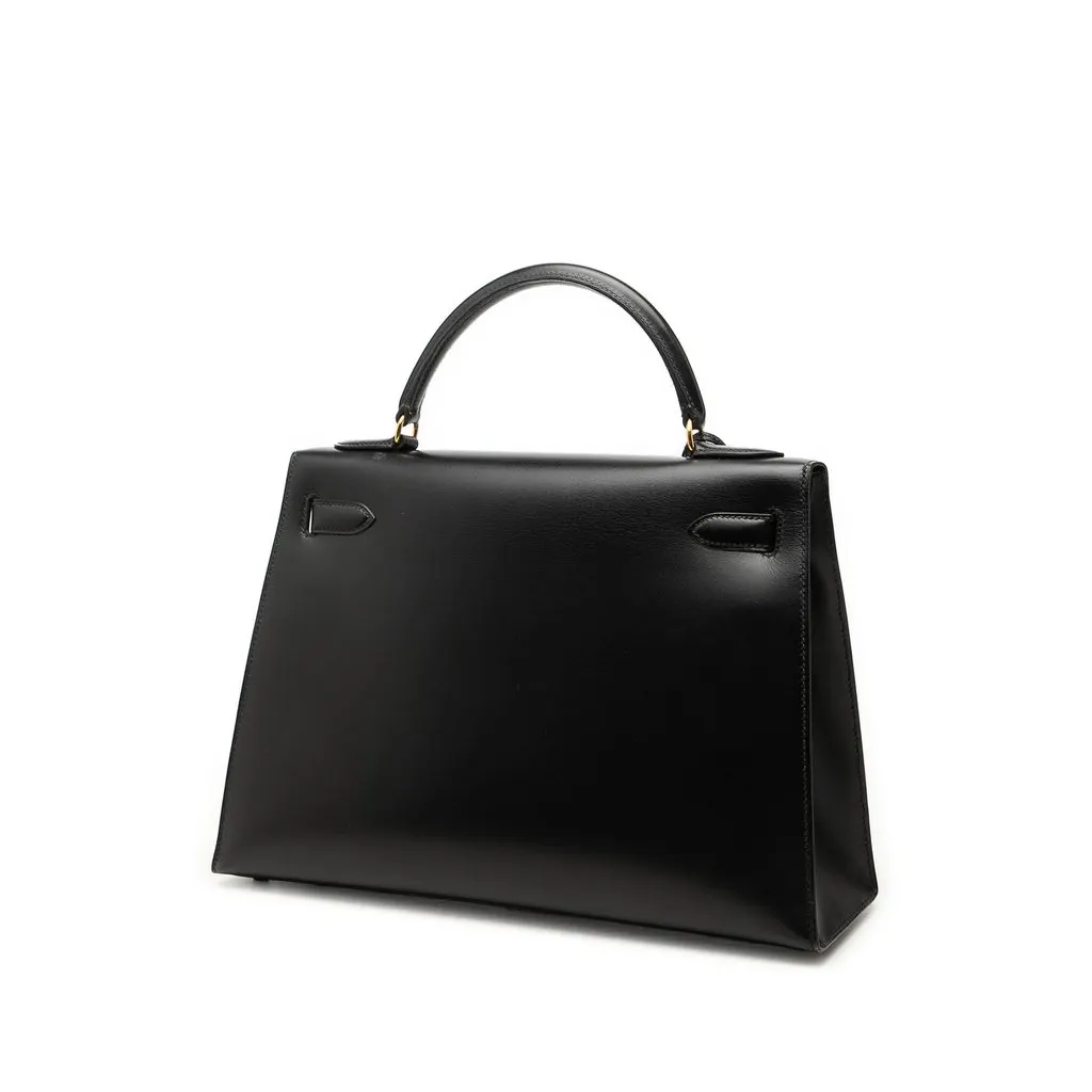 Hermès Box Calf Kelly Sellier 32 Black Leather Very good - Back View