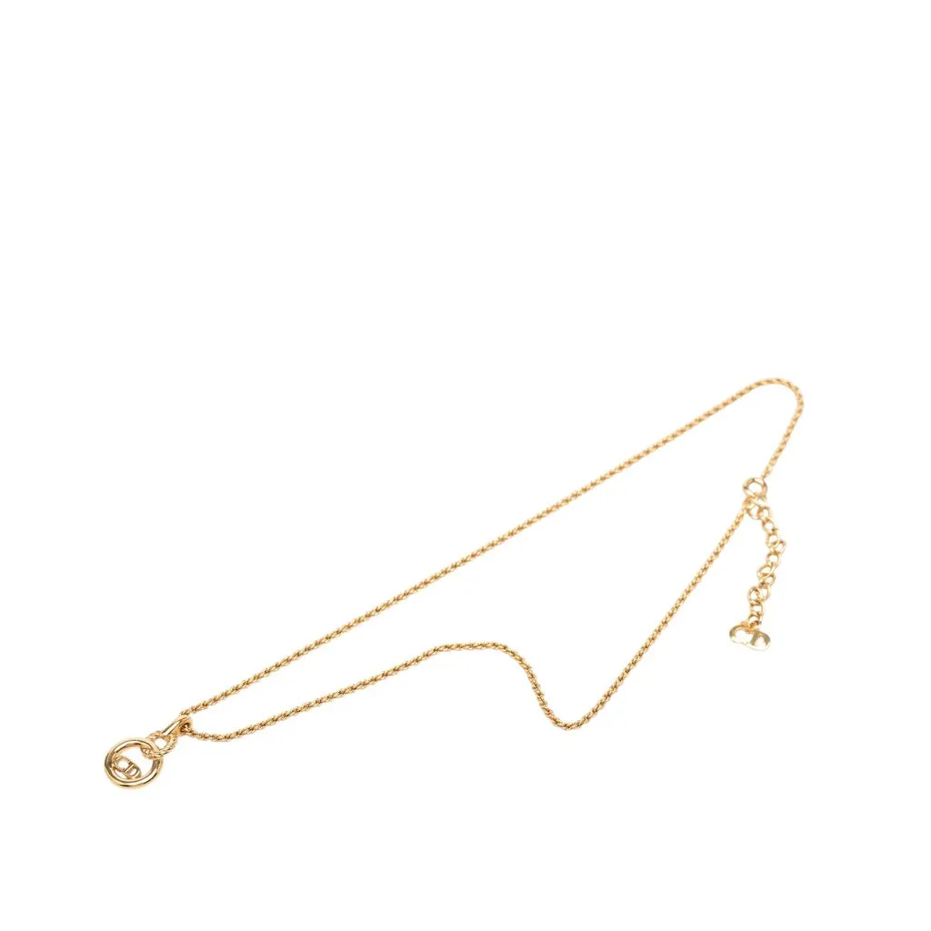 Dior Gold Plated CD Logo Pendant Necklace Gold Metal Very good - Front View