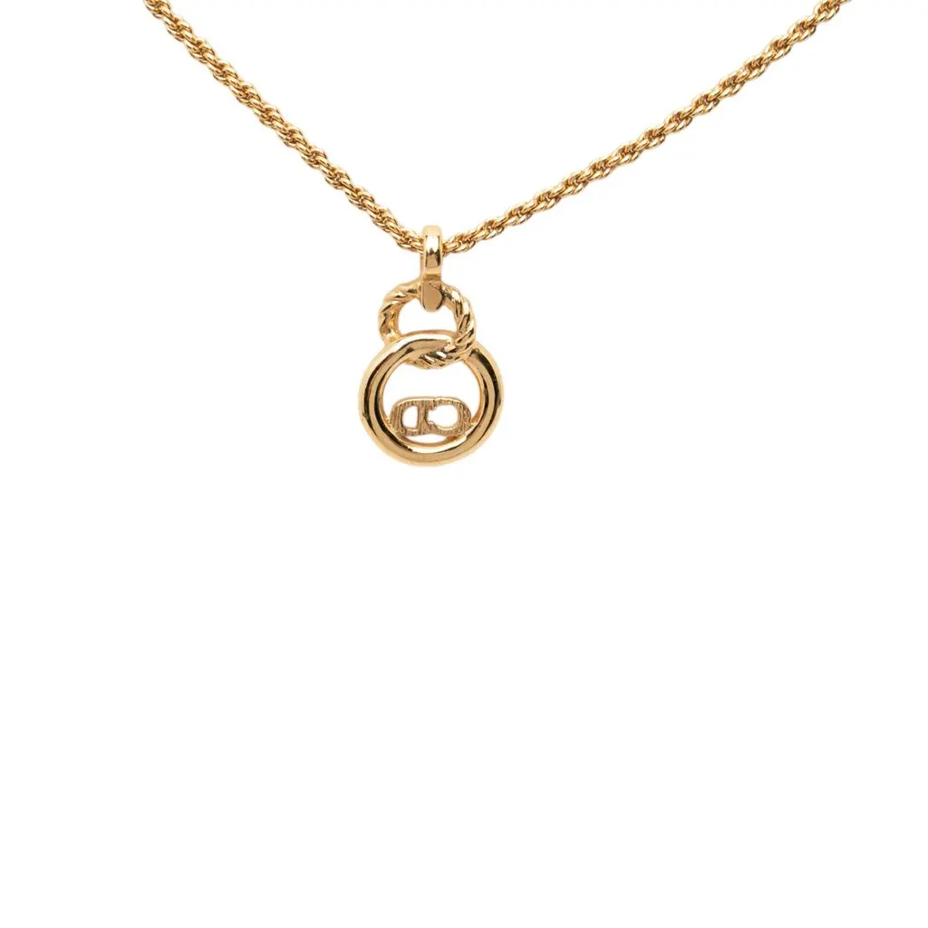 Dior Gold Plated CD Logo Pendant Necklace Gold Metal Very good - Inside View
