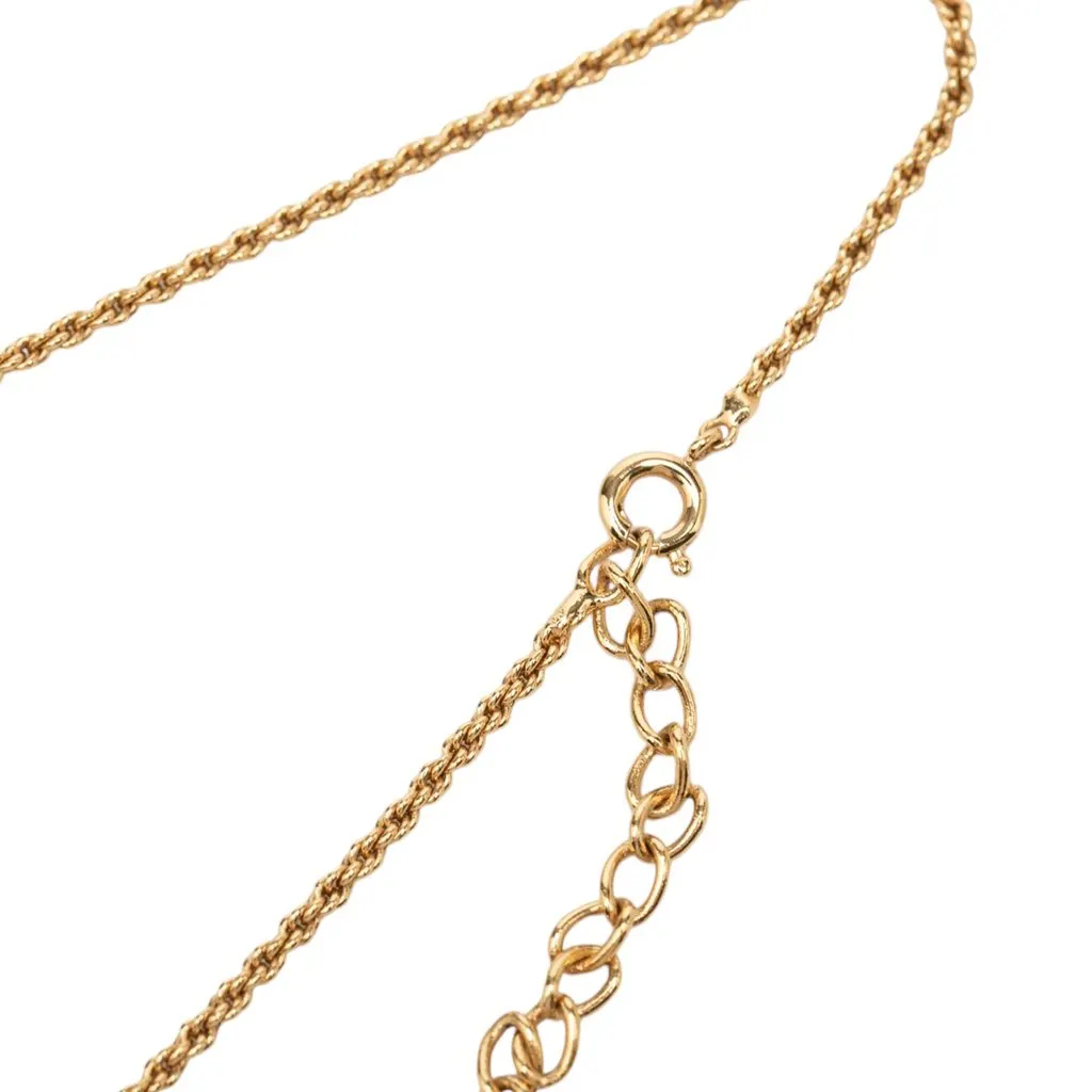 Dior Gold Plated CD Logo Pendant Necklace Gold Metal Very good - Model View