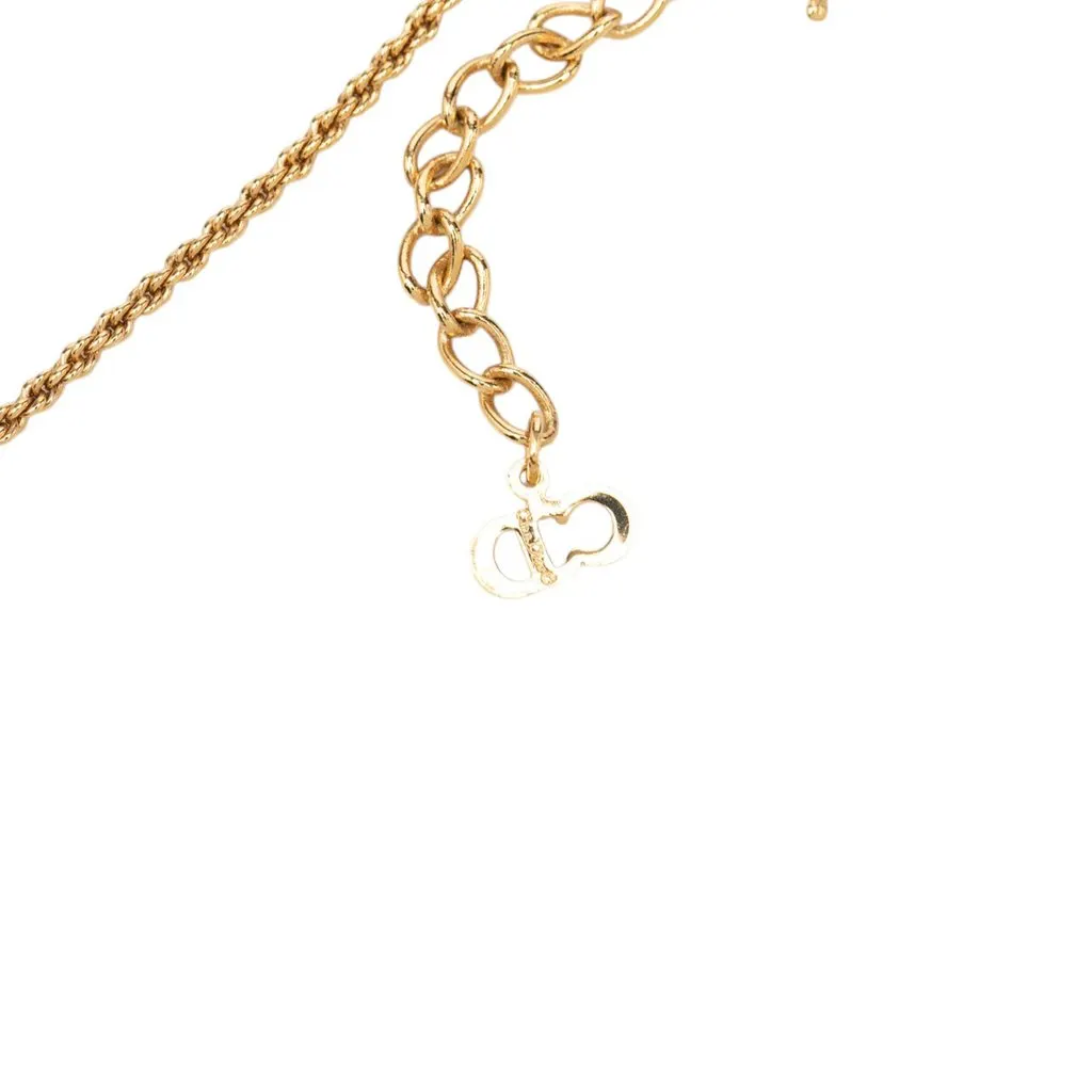Dior Gold Plated CD Logo Pendant Necklace Gold Metal Very good - Box View
