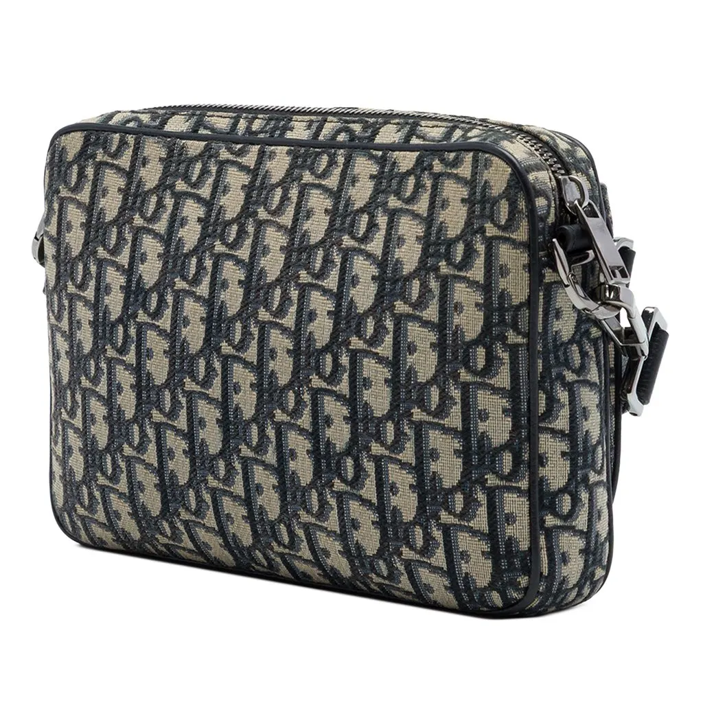 Dior Oblique Canvas Saddle Triple Pouch Blue Canvas Good - Back View