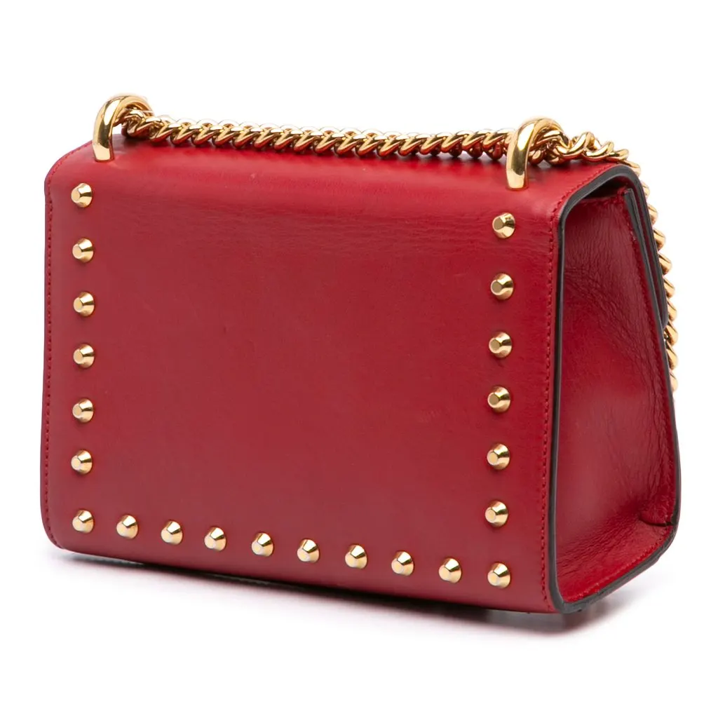 Gucci Small Pearl Studded Leather Padlock Crossbody Red Leather Very good - Back View