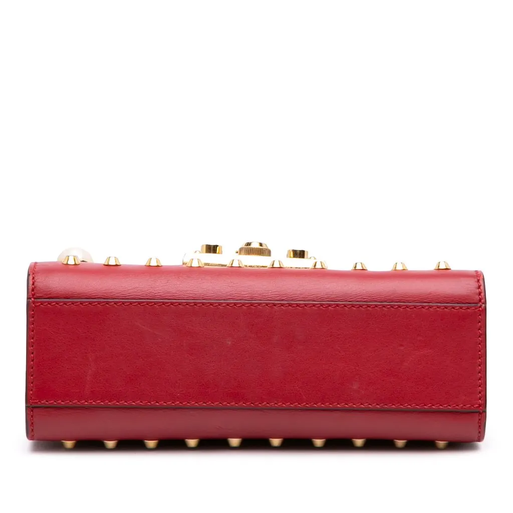 Gucci Small Pearl Studded Leather Padlock Crossbody Red Leather Very good - Inside View