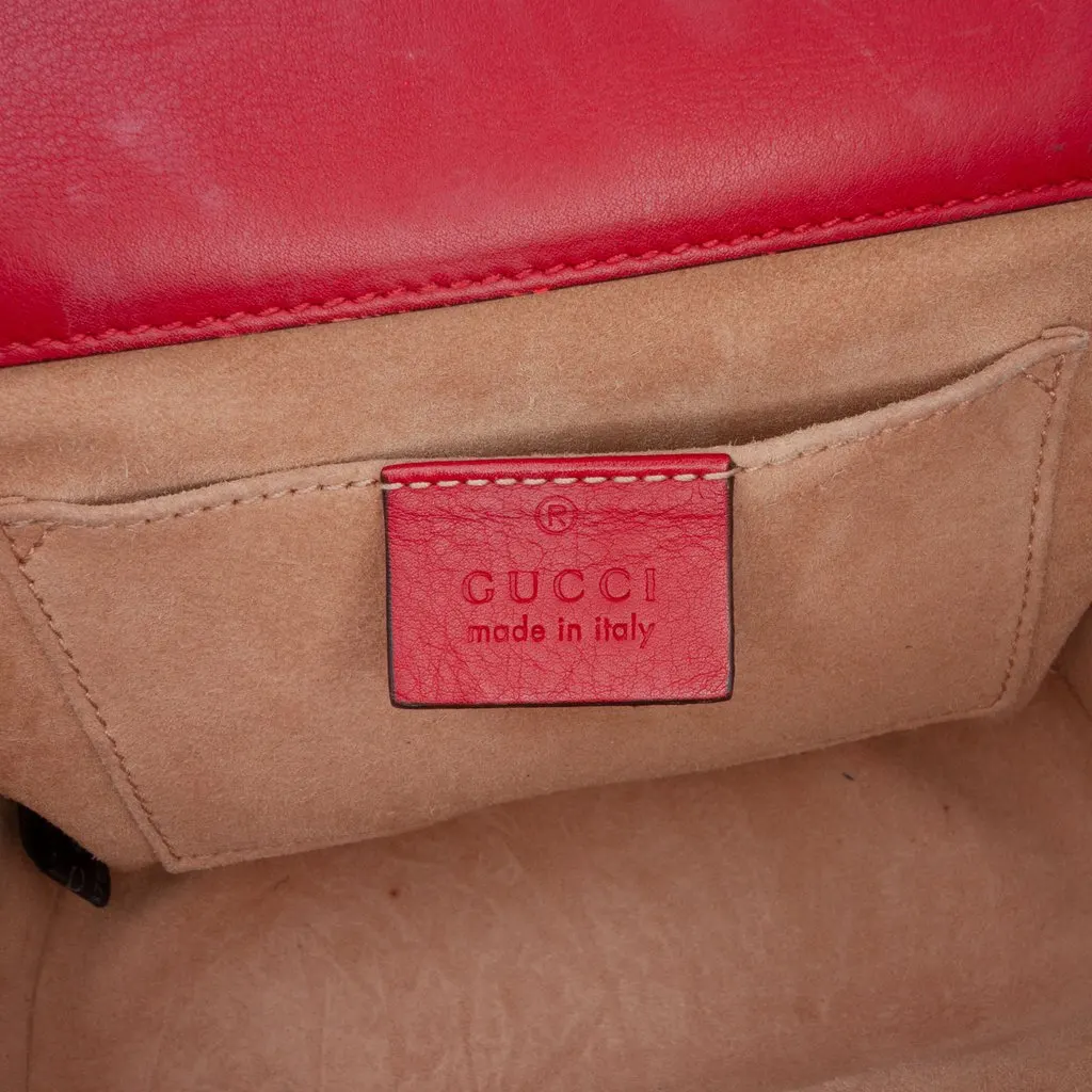 Gucci Small Pearl Studded Leather Padlock Crossbody Red Leather Very good - Box View