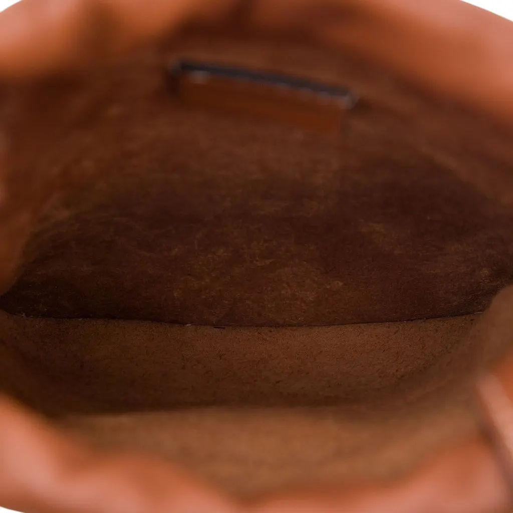 Celine Smooth Calfskin Cuir Triomphe Drawstring Phone Holder Crossbody Brown Leather Very good - Model View