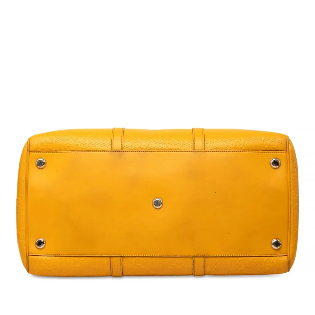 Gucci GG Embossed Calfskin Duffle Bag Yellow Leather Very good - Inside View