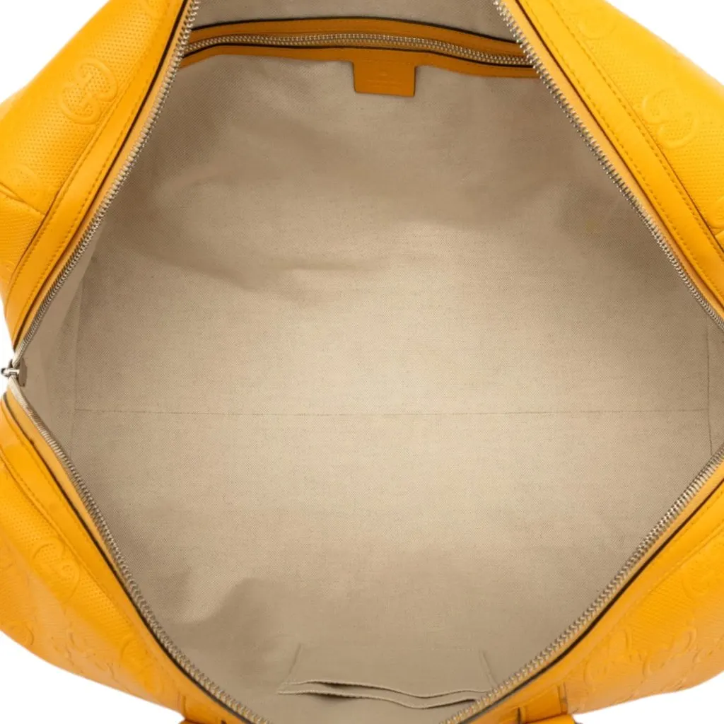 Gucci GG Embossed Calfskin Duffle Bag Yellow Leather Very good - Model View