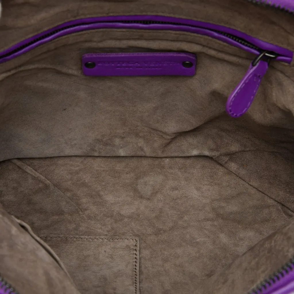 Bottega Veneta Nappa Intrecciato Nodini Crossbody Purple Leather Good - Model View